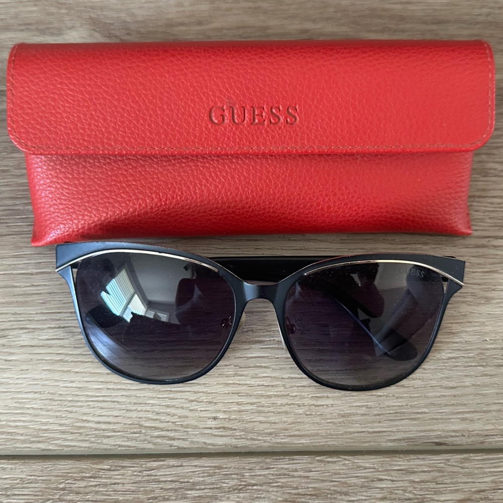 Guess Black Sunglasses with Red Case